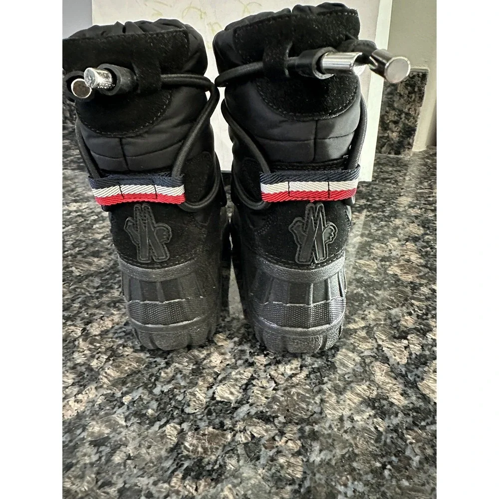 Moncler Chris Snow Boots Black Suede Nylon Duck Boots TG 28 US 10.5K kids shoes